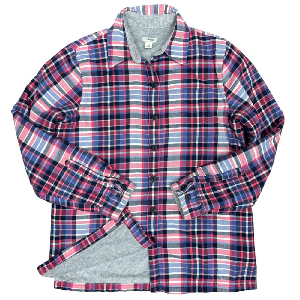 EUC Women's L.L. BEAN Fleece-Lined Plaid Shirt/Jacket‎ | Size XS Reg.